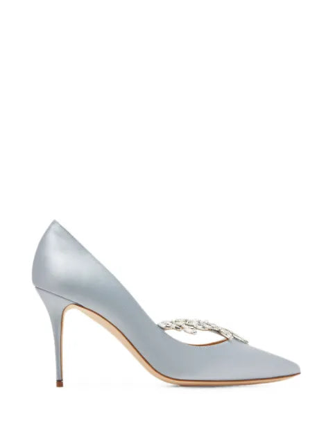 Manolo Blahnik Nadira crystal-embellished satin pumps