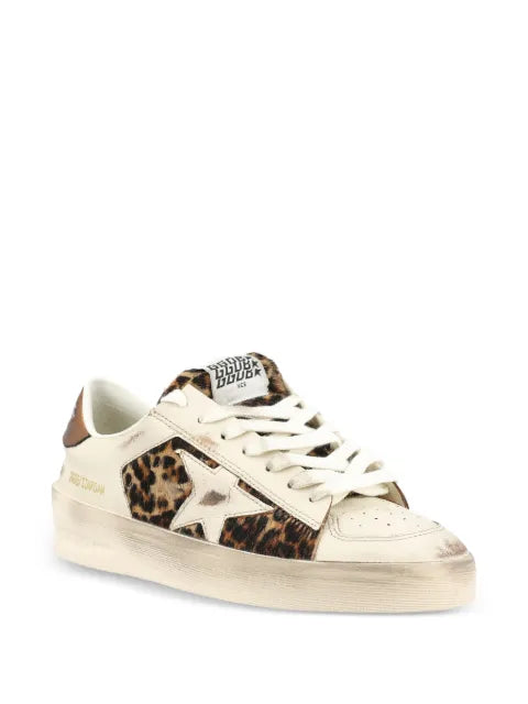 Golden Goose Stardan in white leather and leopard pony skin with white leather star sneakers