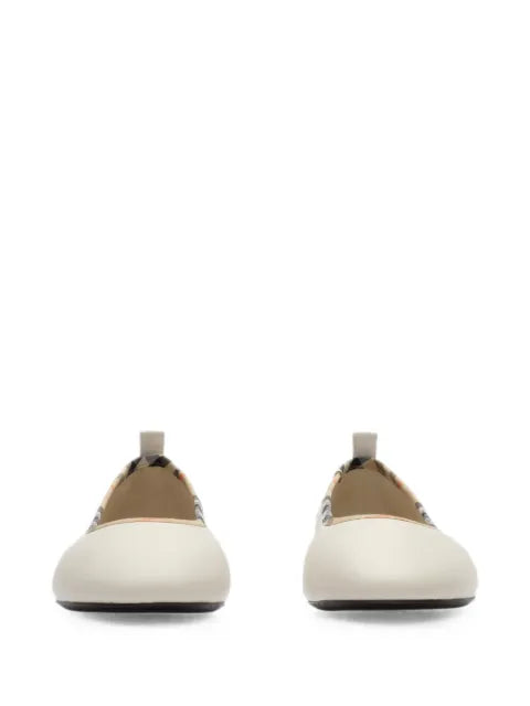 Burberry Check-trim leather Robin ballerinas
