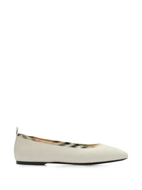 Burberry Check-trim leather Robin ballerinas
