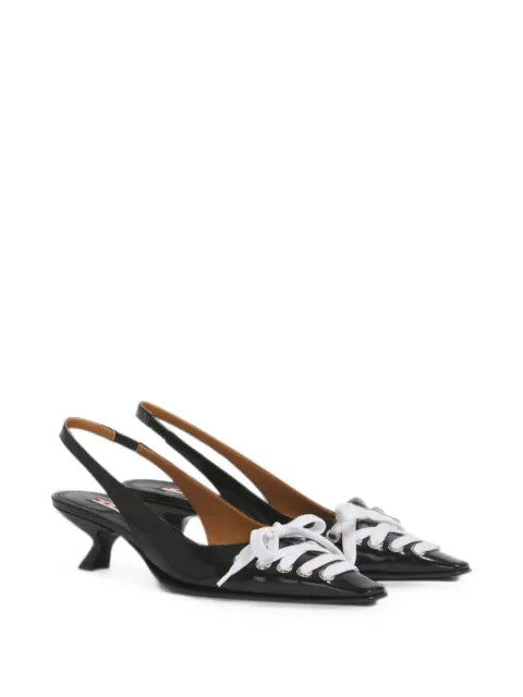 Marni black leather Kat slingback pumps