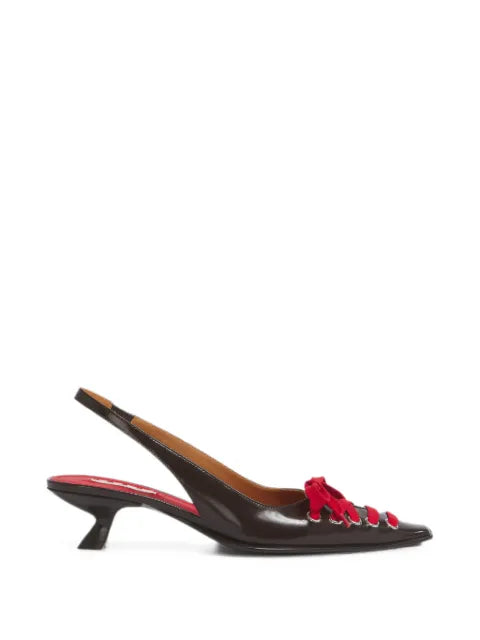 Marni deep brown leather Kat slingback pumps