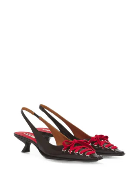 Marni deep brown leather Kat slingback pumps