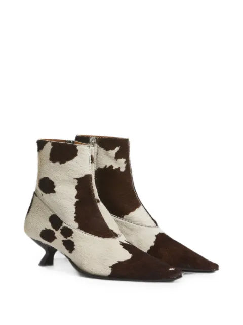 Marni white and brown cow-print ponyhair Cindi boots