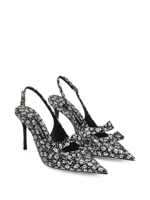 Dolce & Gabbana floral-print calfskin slingback heeled pumps