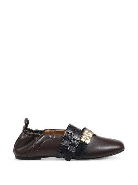 GANNI buckle-strap ballet flats