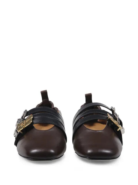 GANNI buckle-strap ballet flats