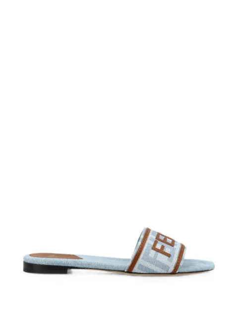 FENDI Sunshine denim-effect FF jacquard slides