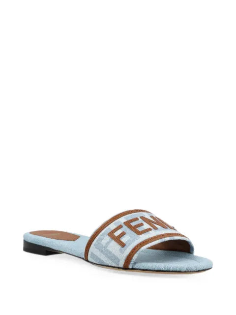 FENDI Sunshine denim-effect FF jacquard slides