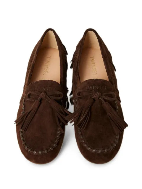 TWINSET suede loafers with fringes
