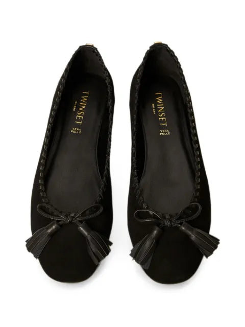 TWINSET suede ballet flats with bow