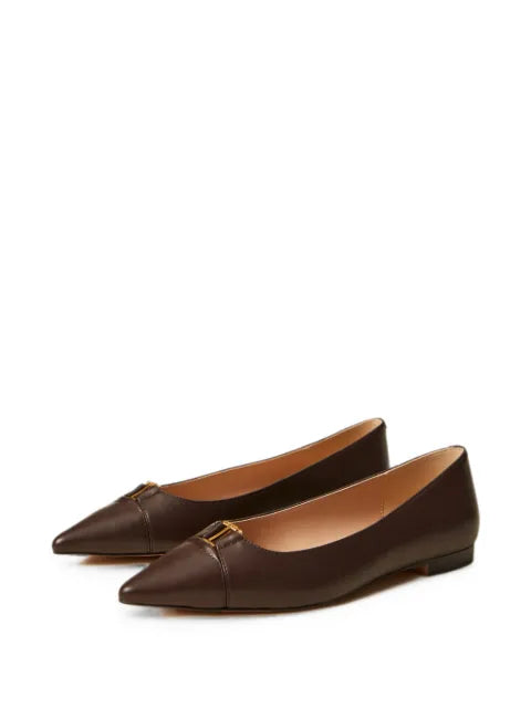 TWINSET leather ballerina flats with logo