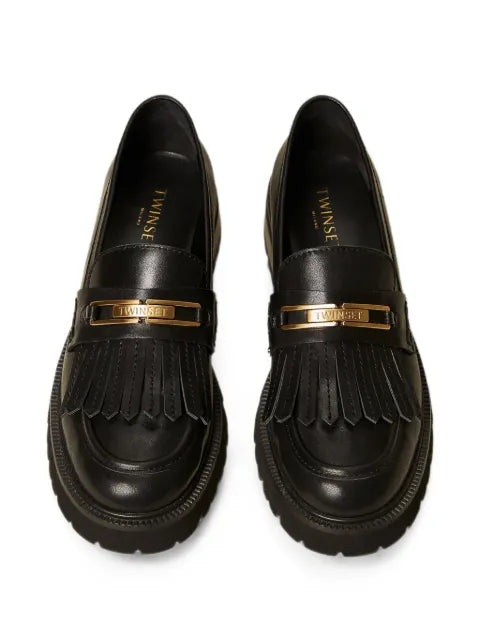 TWINSET leather loafers with fringes