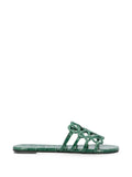LOEWE petal Anagram slides in croc-embossed calfskin