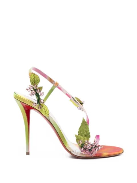 Christian Louboutin Rosa Fruit 100 mm sandals in botanica printed crepe satin