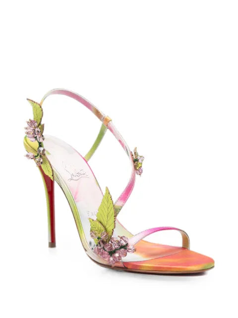 Christian Louboutin Rosa Fruit 100 mm sandals in botanica printed crepe satin