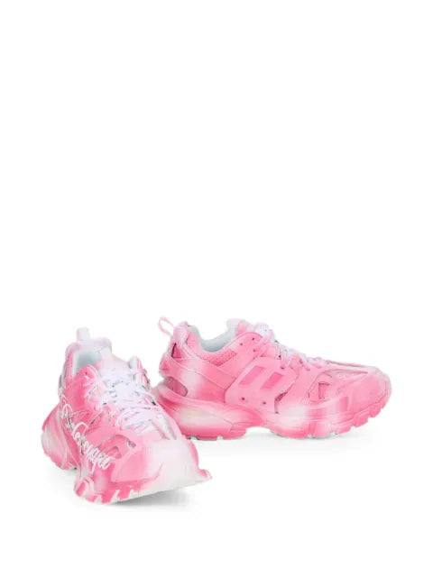 Balenciaga track stencil-logo sneakers in pink and white