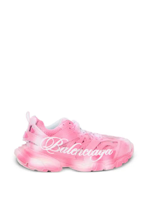 Balenciaga track stencil-logo sneakers in pink and white