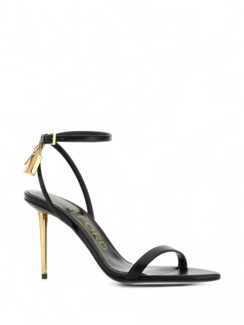 TOM FORD shiny-leather padlock pointy naked sandals 85mm