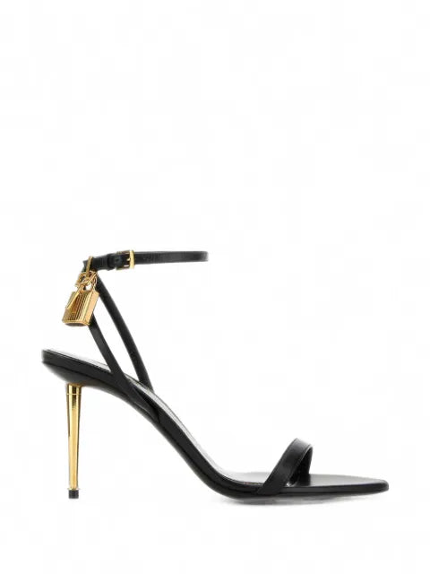 TOM FORD shiny-leather padlock pointy naked sandals 85mm