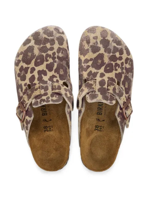 Birkenstock Boston animalier-print suede mules