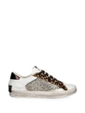 Crime London Distressed glitter-panel sneakers