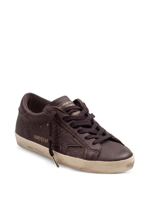 Golden Goose Super-Star in dark brown leather with tone-on-tone leather star