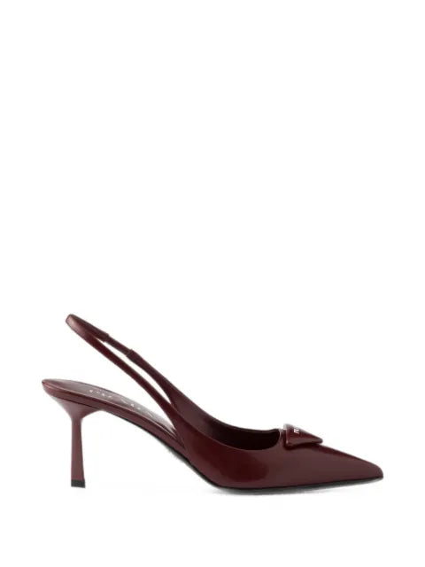 Prada brushed-leather slingback pumps