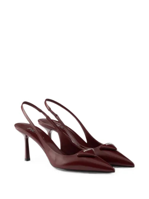 Prada brushed-leather slingback pumps