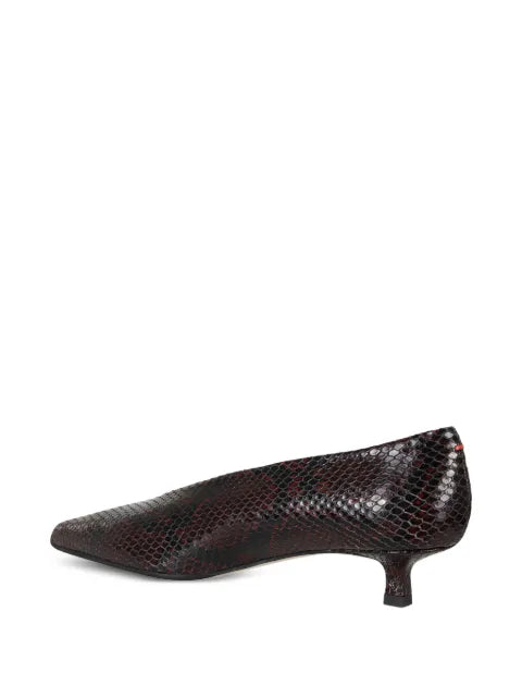Aeyde Clara snake-effect pointed-toe leather pumps