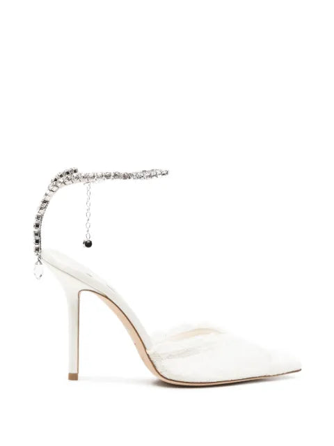 Jimmy Choo Saeda crystal-embellished lace pumps
