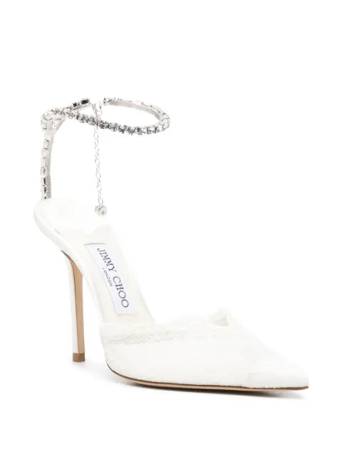 Jimmy Choo Saeda crystal-embellished lace pumps