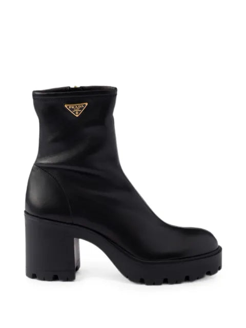 Prada logo-plaque platform ankle boots