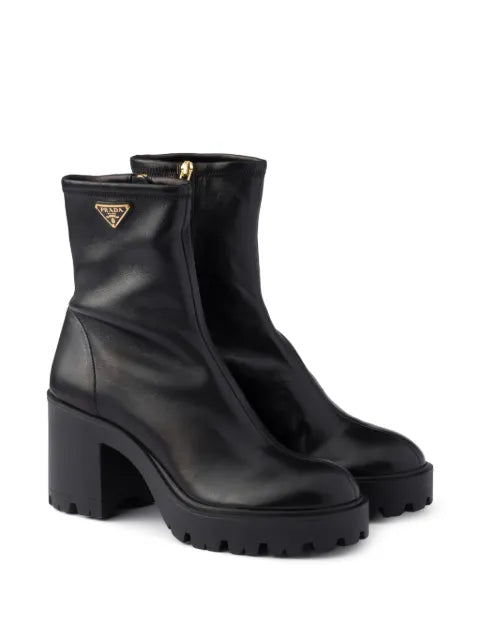 Prada logo-plaque platform ankle boots