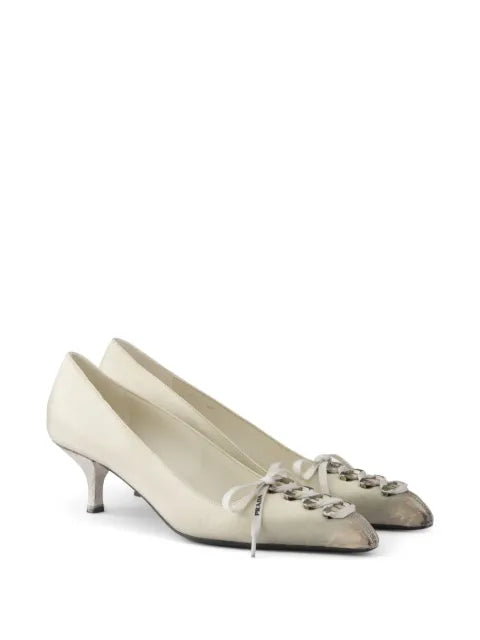 Prada antiqued leather pumps