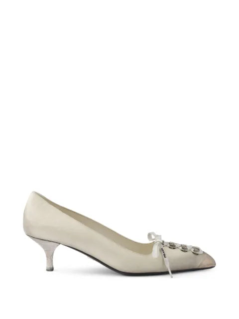 Prada antiqued leather pumps