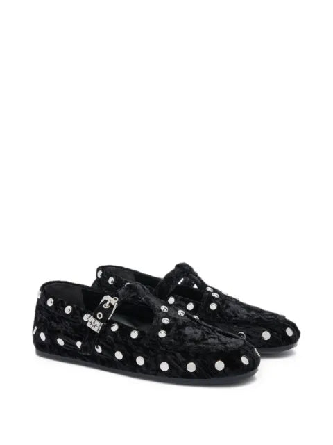 GANNI Mary Jenny moccasins in black velvet