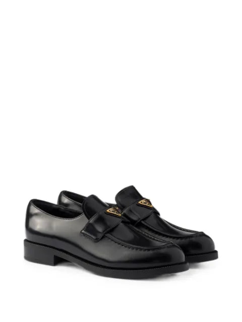 Prada triangle-logo leather loafers