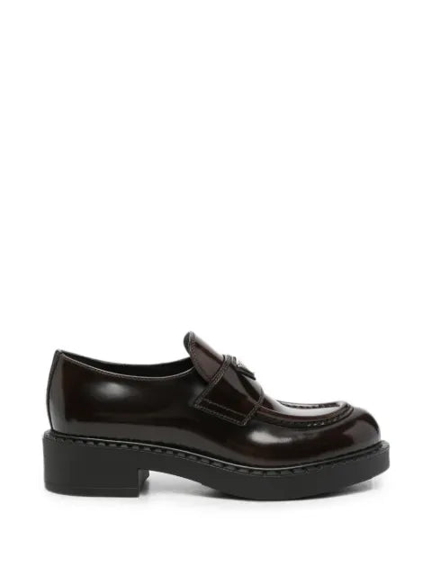 Prada Chocolate brushed leather loafers