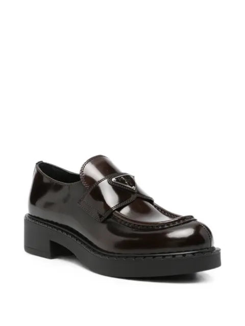 Prada Chocolate brushed leather loafers