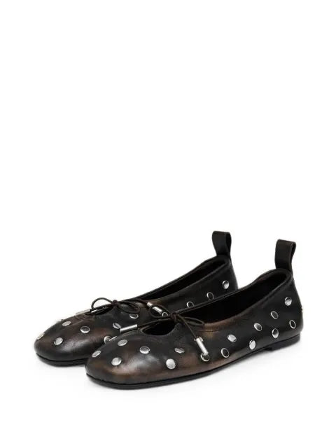 ALOHAS Rosalind stud-embellished leather ballet flats