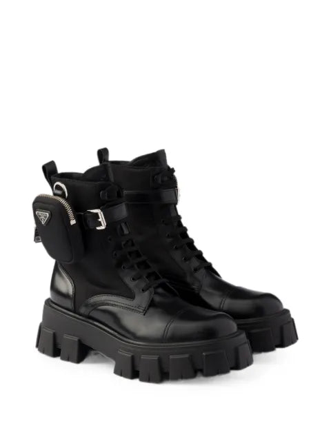 Prada Monolith leather and Re-Nylon boots with pouch