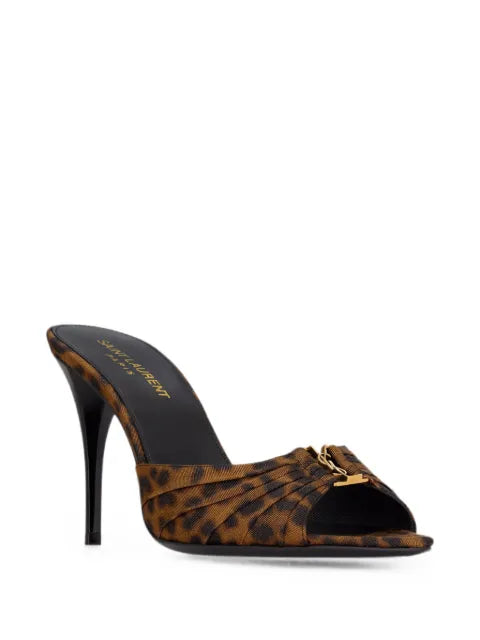 Saint Laurent Babylone mules in leopard grosgrain