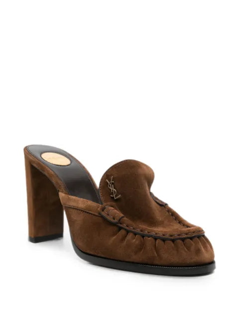 Saint Laurent Le Loafer suede heeled mules