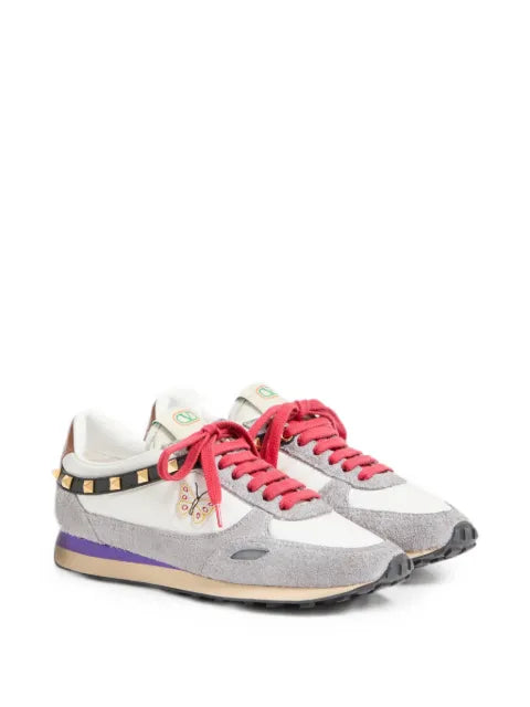 Valentino Garavani Stud Up sneakers in split leather and nylon with butterfly embroidery