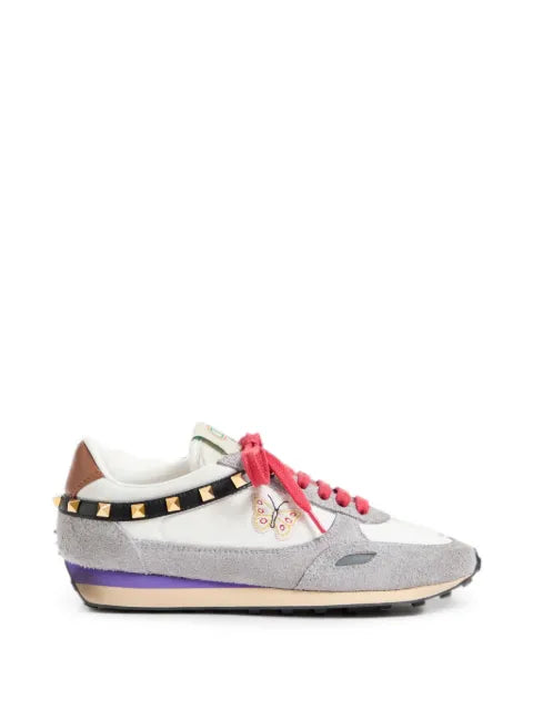 Valentino Garavani Stud Up sneakers in split leather and nylon with butterfly embroidery