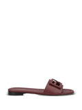 FENDI Baguette burgundy leather slides