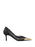 Jimmy Choo Faiz 65 black and vintage-gold lace pumps with metal-lace detail