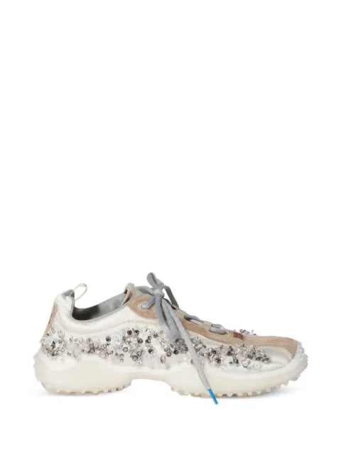Miu Miu Bubble embroidered technical fabric and suede sneakers