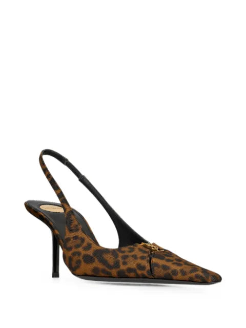 Saint Laurent Babylone Breteuil slingback pumps in leopard grosgrain